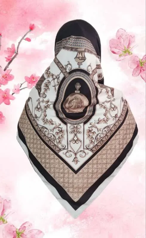 روسری ساتن ابریشم ژاکارد طرح دار1