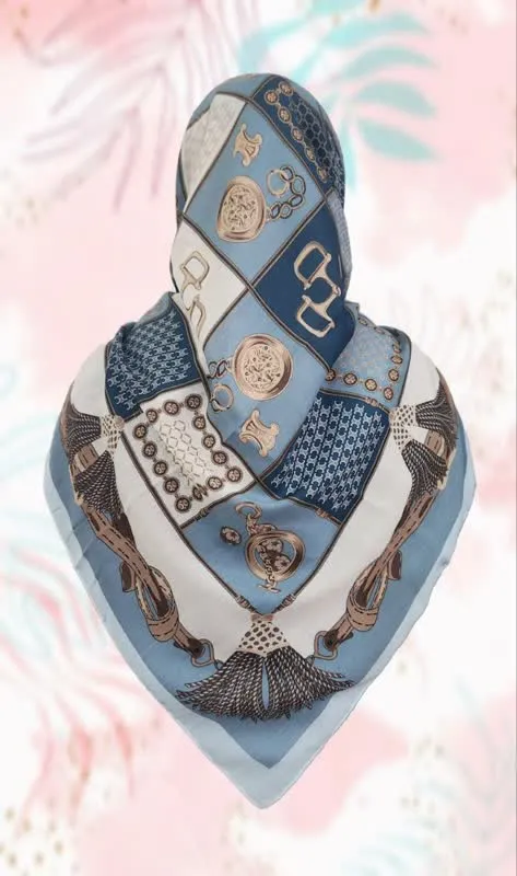 روسری نخ ابریشم ژاکارد طرحدار7