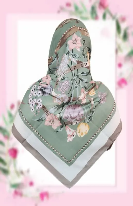 روسری نخ ژاکارد طرح گل‌دار2